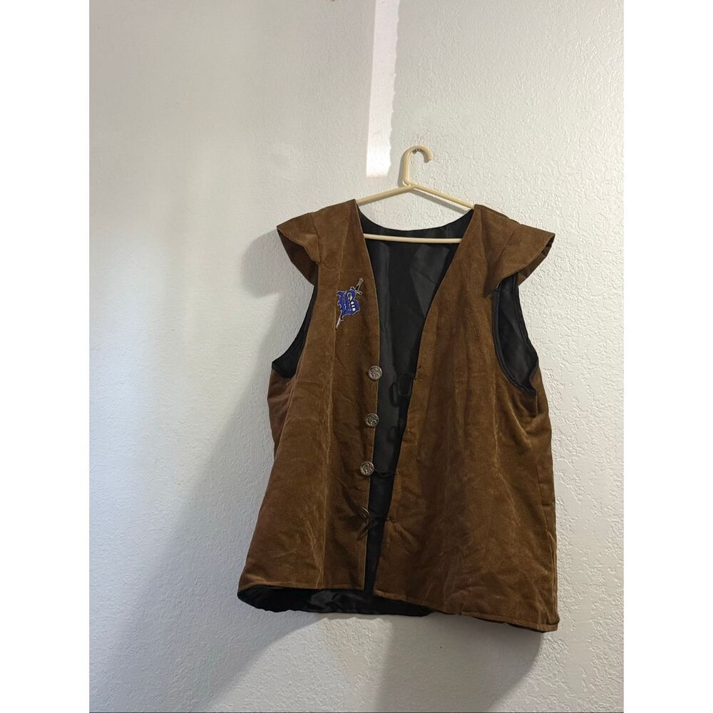 Men's Medieval Renaissance Vest faux Suede Halloween Costume Gothic Steampunk L